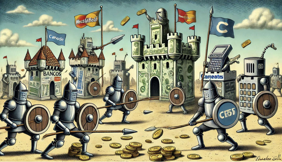Un dibujo que evoca las guerras en el sector financiero. / Mundiario