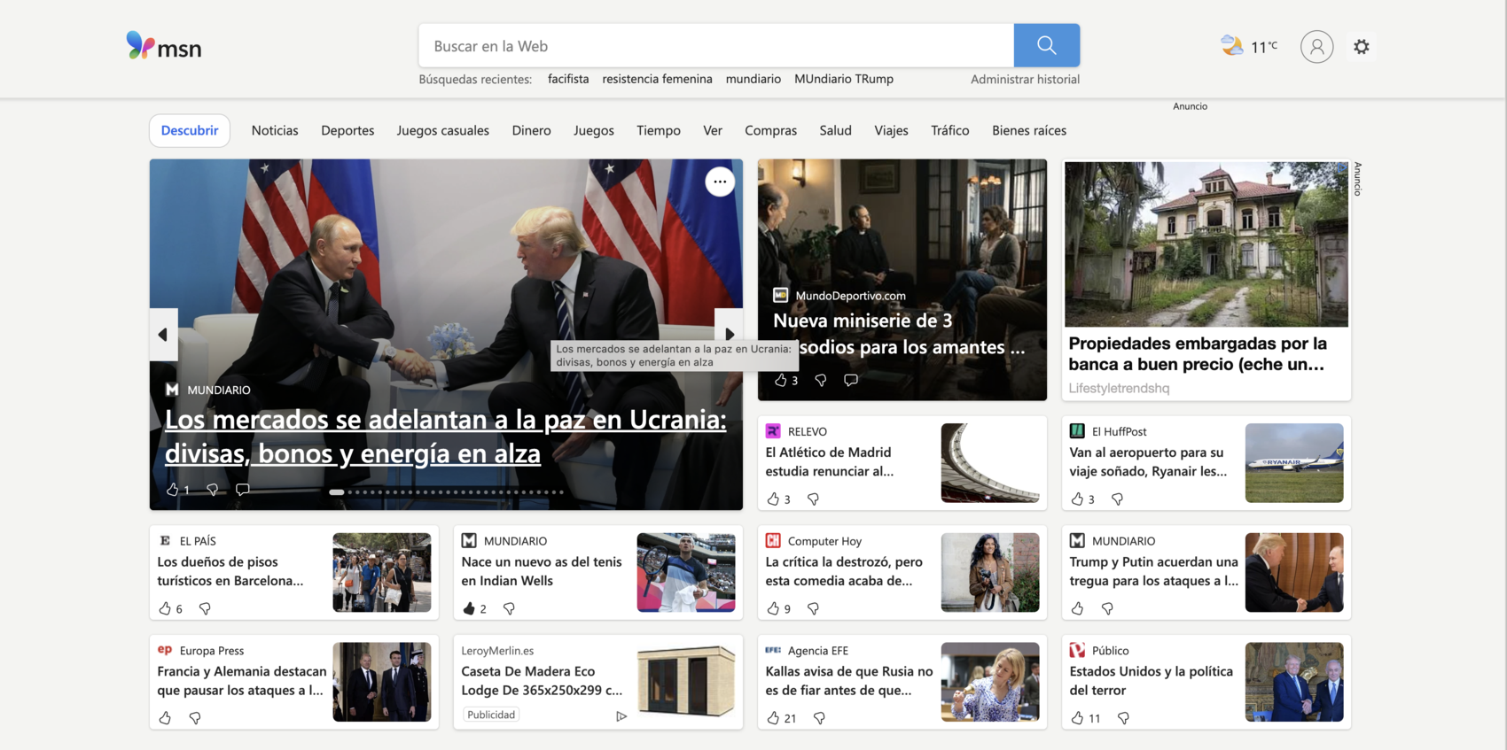 MUNDIARIO en la home de MSN News. / Mundiario