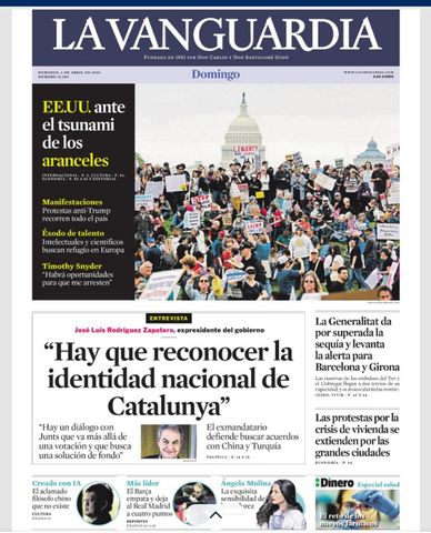 Portada de "La Vanguardia" el 6 de abril de 2025