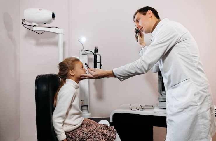 Niña en el oculista. / Pexels